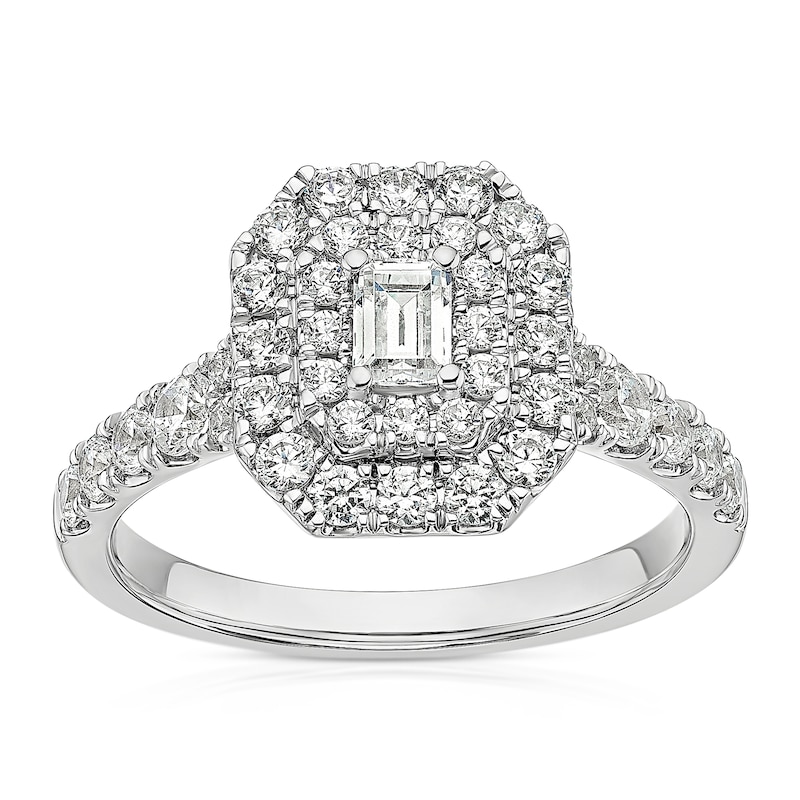 Main Image 1 of Platinum 1ct Diamond Emerald Cut Ring