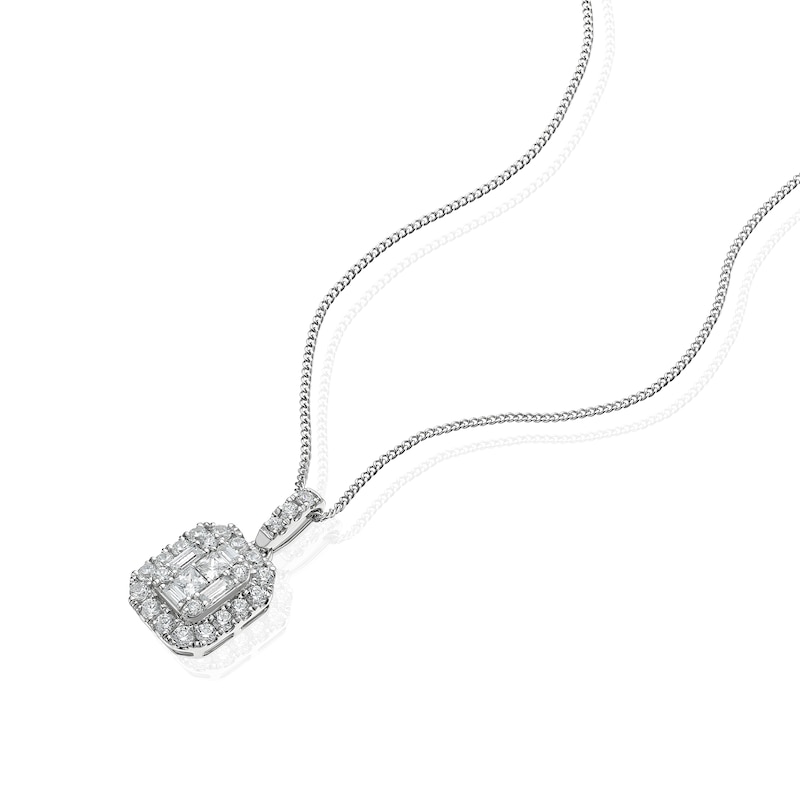 Main Image 2 of Platinum 0.50ct Diamond Emerald Shaped Pendant