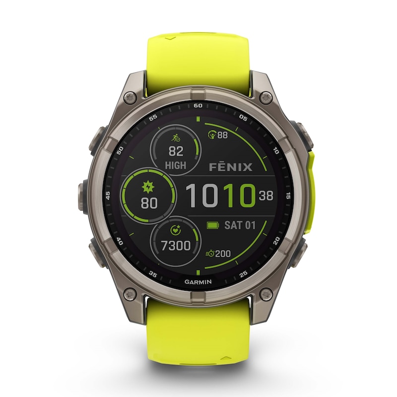 Main Image 1 of Garmin Fenix 8 47mm Titanium & Neon Yellow Silicone Strap Smartwatch