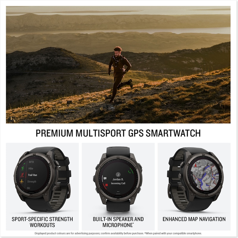 Main Image 2 of Garmin Fenix 8 51mm Carbon Grey Titanium & Black Silicone Strap Smartwatch