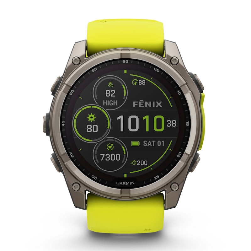 Main Image 1 of Garmin Fenix 8 51mm Titanium & Neon Yellow Silicone Strap Smartwatch