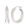 Thumbnail Image 1 of Lauren Ralph Lauren Sterling Silver Pavé Criss Cross Hoop Earrings