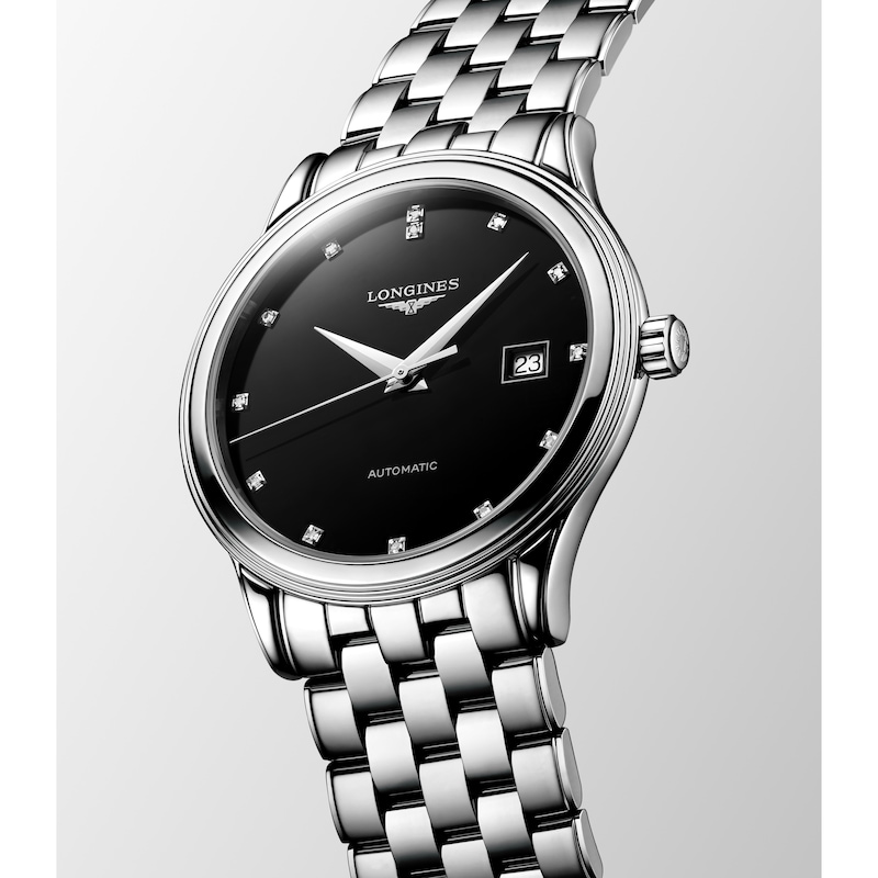 Main Image 3 of Longines Flagship 40mm Black Diamond Dial & Stainless Steel Watch