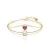 Thumbnail Image 1 of Swarovski Chroma Gold Tone 6.7&quot; Red Zirconia Heart Shaped Charm Bangle