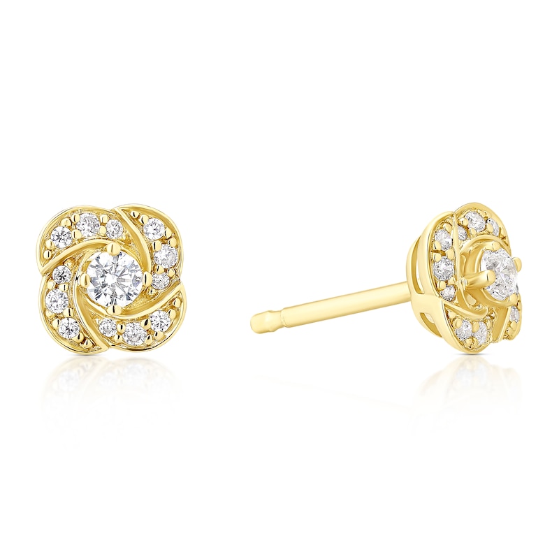 Main Image 1 of 18ct Yellow Gold Cubic Zirconia Flower Shaped Twist Earrings