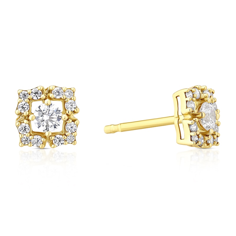 Main Image 1 of 18ct Yellow Gold Cubic Zirconia Diamond Shape Earrings