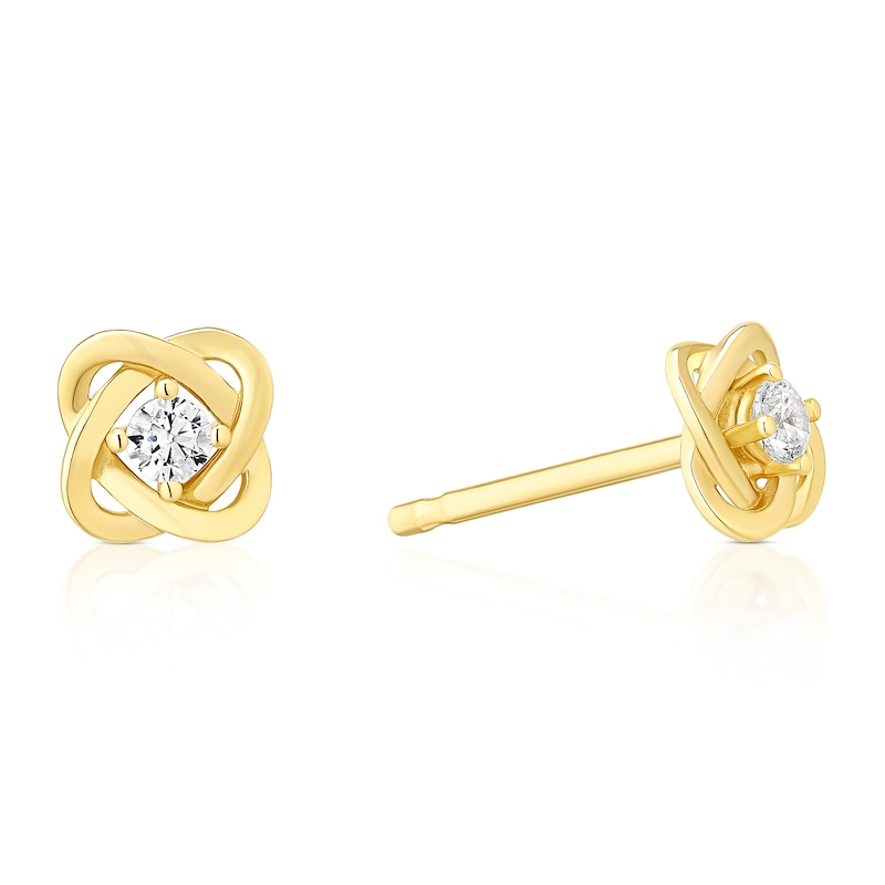 Main Image 1 of 18ct Yellow Gold Cubic Zirconia Knot Earrings