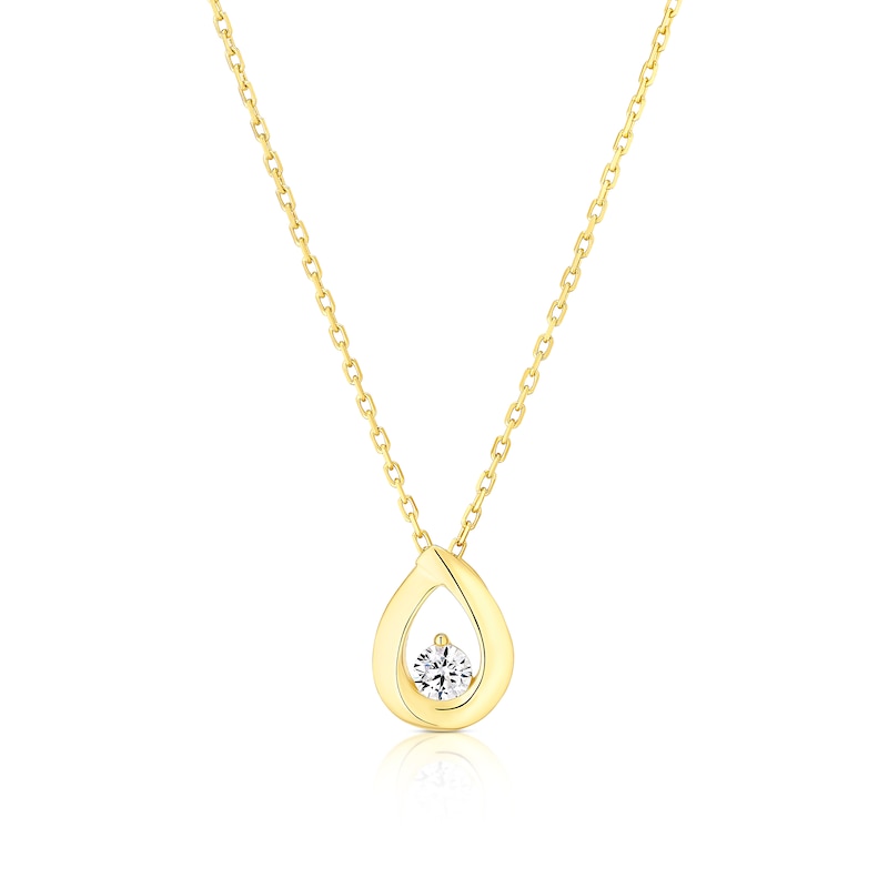 Main Image 1 of 18ct Yellow Gold 16+2&quot; Cubic Zirconia Open Pear Shape Pendant Necklace