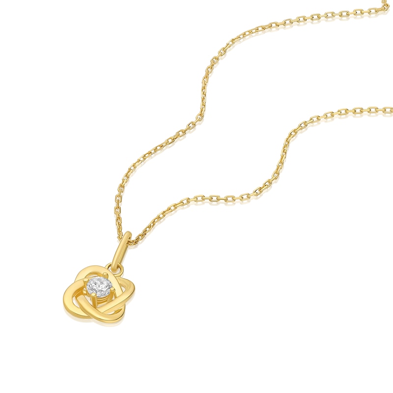 Main Image 2 of 18ct Yellow Gold 16+2&quot; Cubic Zirconia Knot Pendant