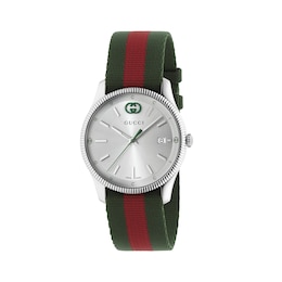 Gucci G-Timeless 38mm Green & Red Nylon Strap Watch