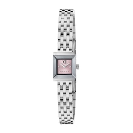 Gucci G-Frame Square Pink Diamond Dial & Stainless Steel Bracelet Watch