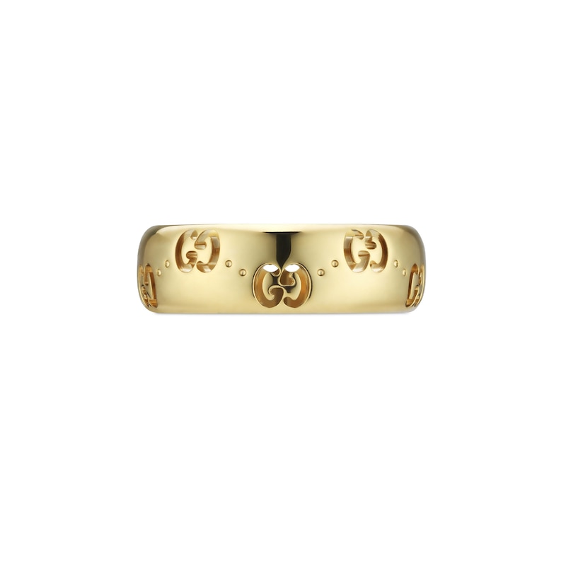 Main Image 2 of Gucci Icon 18ct Yellow Gold GG Thin Ring (Size V)