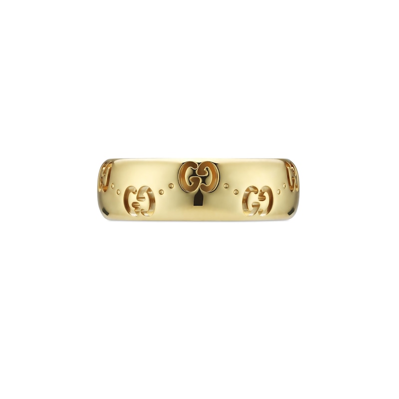 Main Image 3 of Gucci Icon 18ct Yellow Gold GG Thin Ring (Size V)