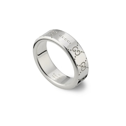 Gucci Signature Sterling Silver GG Wide Ring (Size N-O)