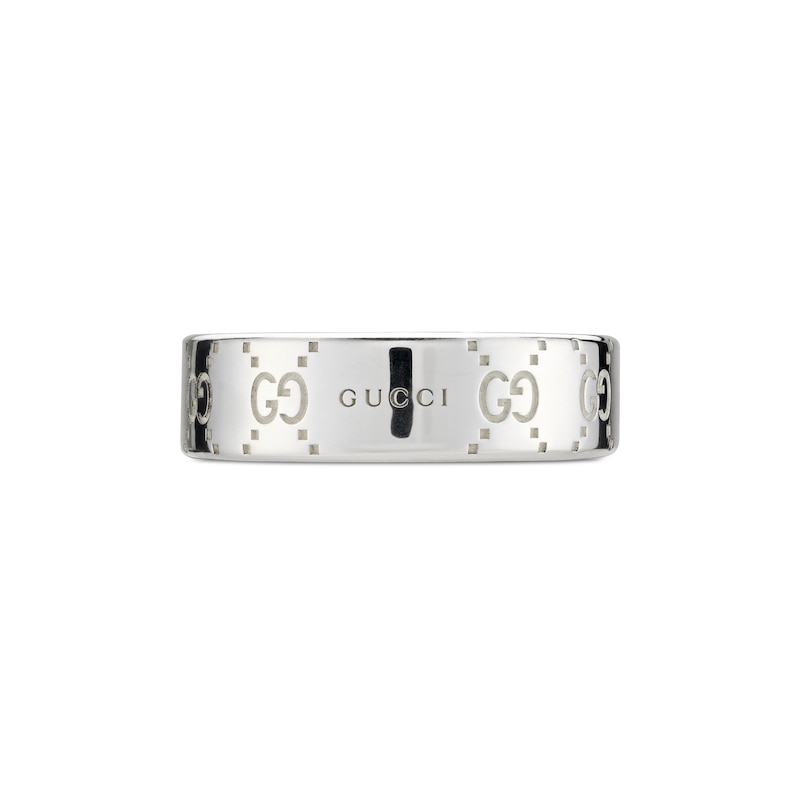 Main Image 2 of Gucci Signature Sterling Silver GG Wide Ring (Size N-O)