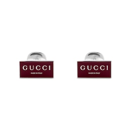 Gucci Trademark Red Enamel & Sterling Silver Cufflinks