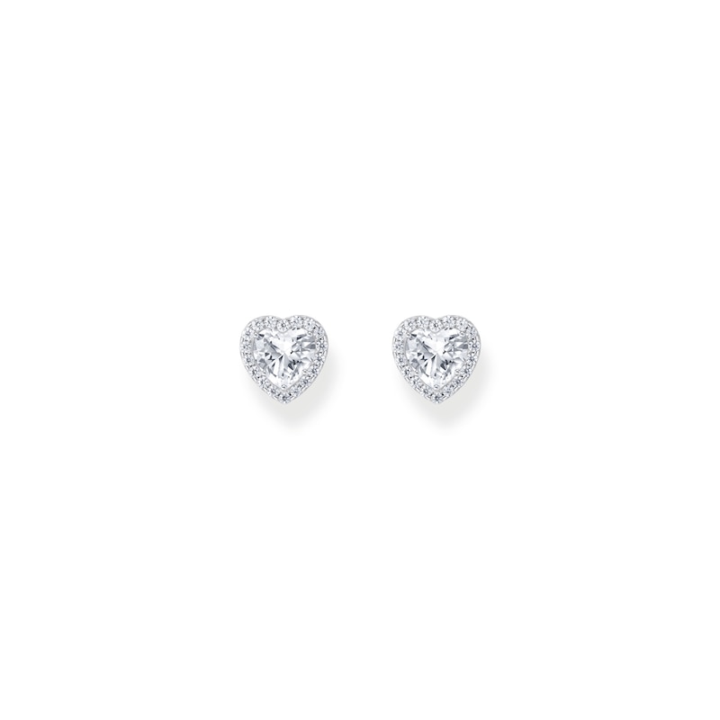 Main Image 1 of Thomas Sabo Sterling Silver & Cubic Zirconia Heart Shaped Halo Stud Earrings