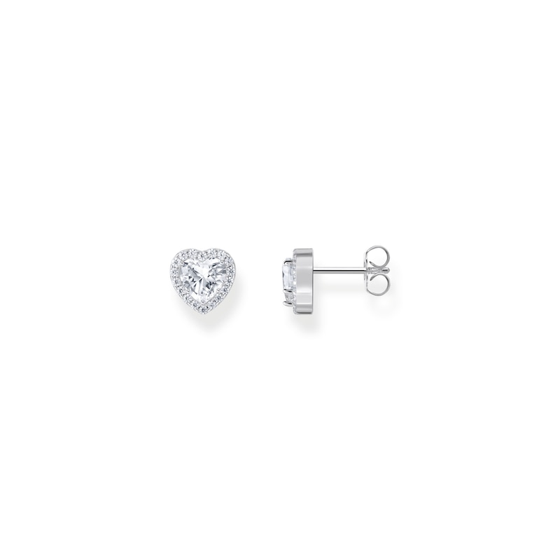 Main Image 2 of Thomas Sabo Sterling Silver & Cubic Zirconia Heart Shaped Halo Stud Earrings