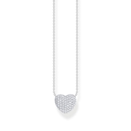 Thomas Sabo Sterling Silver 15.7&quot; Cubic Zirconia Heart Shaped Pendant Necklace