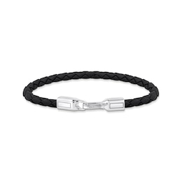 Thomas Sabo Sterling Silver & Black Leather 7.5&quot; Bracelet