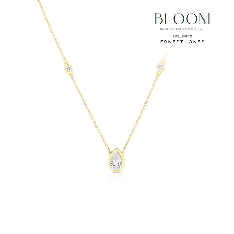 Main Image 1 of BLOOM Seville 14ct Yellow Gold Seamless 0.66ct Lab Grown Diamond Pear & Round Station Necklace