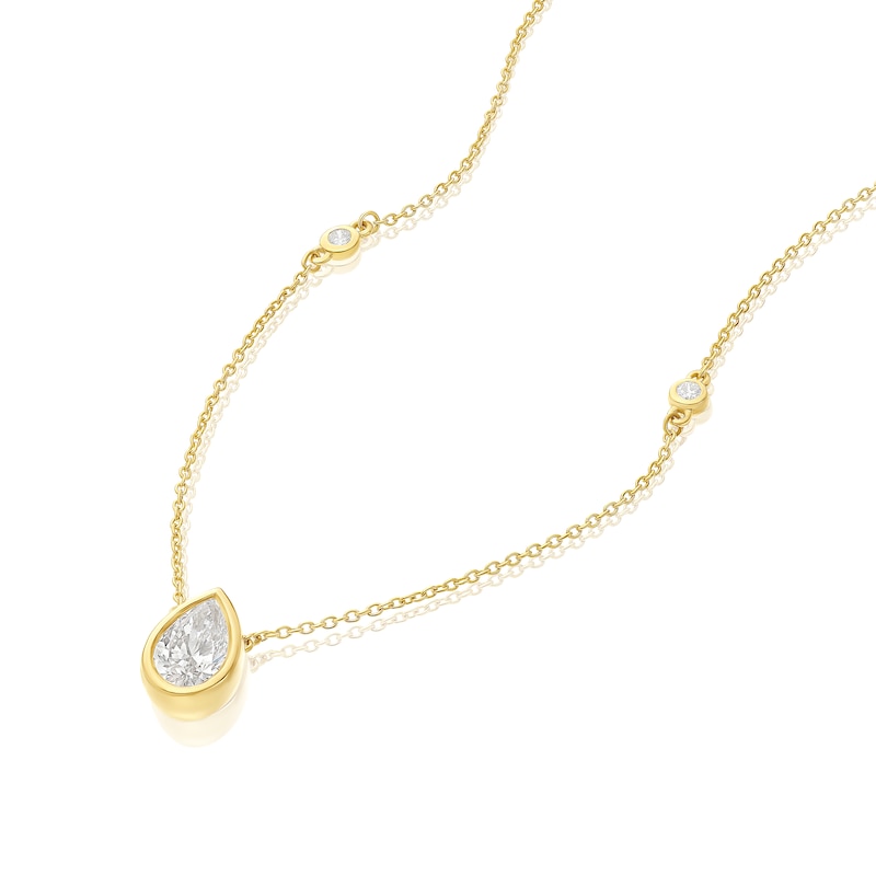 Main Image 2 of BLOOM Seville 14ct Yellow Gold Seamless 0.66ct Lab Grown Diamond Pear & Round Station Necklace