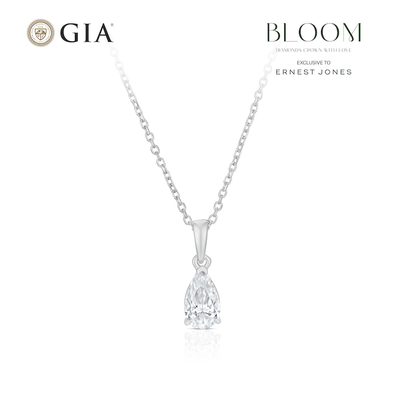 Main Image 1 of BLOOM Capri 14ct White Gold 0.50ct Lab Grown Diamond Pear Pendant