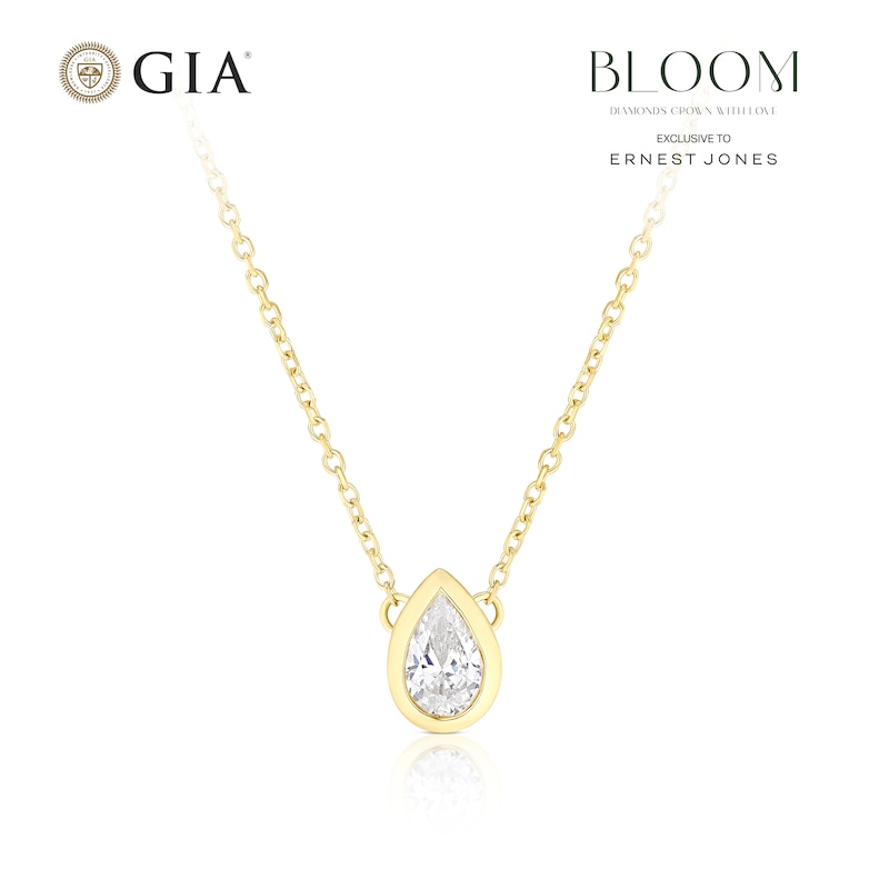 Main Image 1 of BLOOM Seville 14ct Yellow Gold Seamless 0.30ct Lab Grown Diamond Pear Pendant