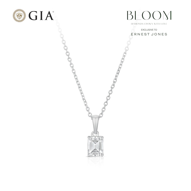 Main Image 1 of BLOOM Rome 14ct White Gold 0.50ct Lab Grown Diamond Emerald Pendant