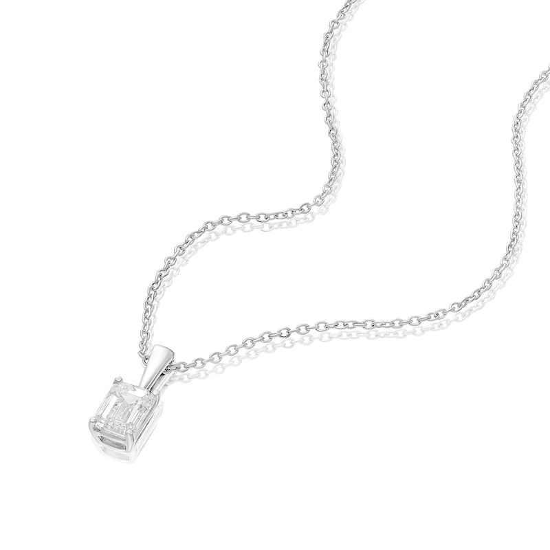 Main Image 2 of BLOOM Rome 14ct White Gold 0.50ct Lab Grown Diamond Emerald Pendant