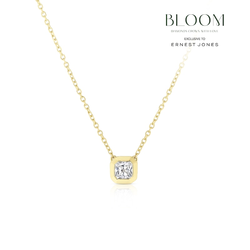 Main Image 1 of BLOOM Seville 14ct Yellow Gold Seamless 0.30ct Lab Grown Diamond Square Radiant Pendant