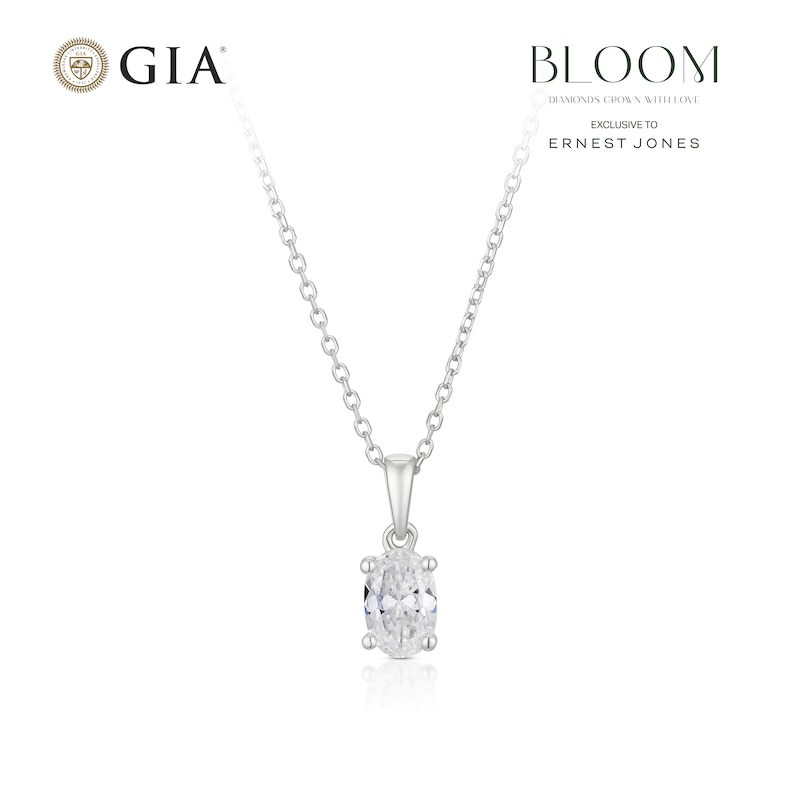 Main Image 1 of BLOOM Vienna 14ct White Gold 0.50ct Lab Grown Diamond Oval Pendant