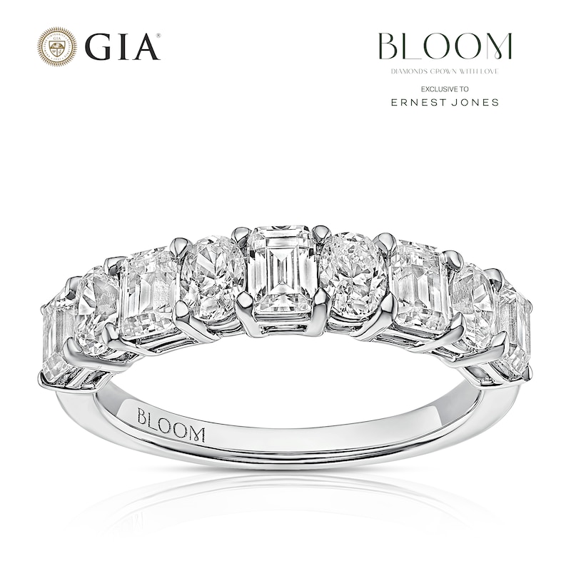 Main Image 1 of BLOOM Vienna Platinum 1.85ct Lab Grown Oval & Emerald Diamond Eternity Ring