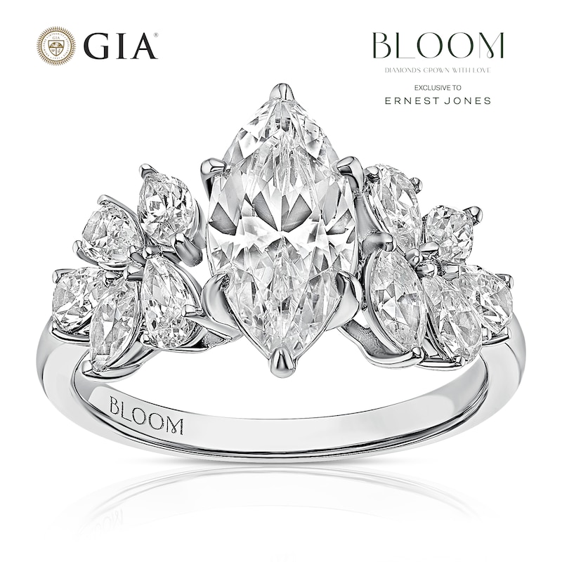 Main Image 1 of BLOOM Paris Platinum 2.50ct Lab Grown Diamond Marquise Floral Ring