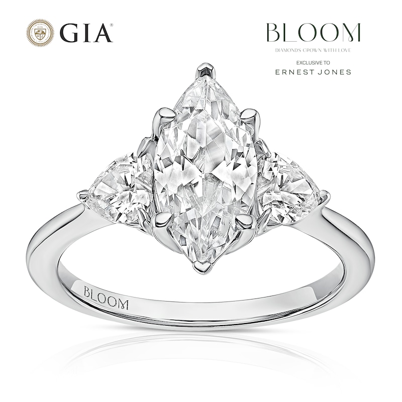 Main Image 1 of BLOOM Paris Platinum 2.30ct Lab Grown Diamond Marquise & Heart Trilogy Ring