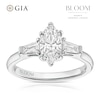 Thumbnail Image 1 of BLOOM Paris Platinum 1.28ct Lab Grown Diamond Marquise & Tapered Baguette Trilogy Ring