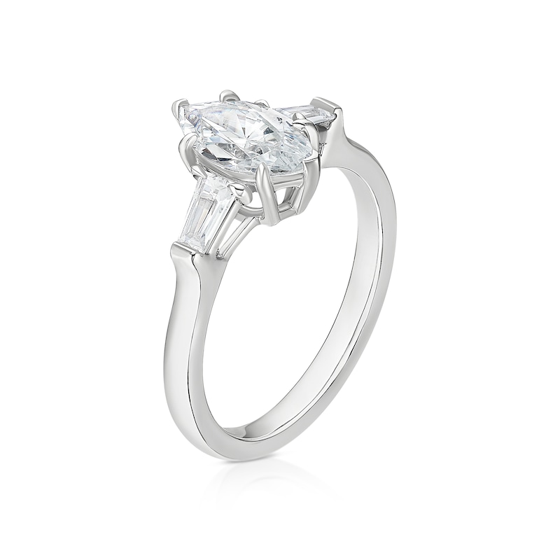 Main Image 2 of BLOOM Paris Platinum 1.28ct Lab Grown Diamond Marquise & Tapered Baguette Trilogy Ring