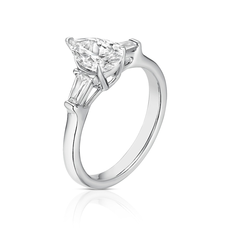 Main Image 2 of BLOOM Capri Platinum 1.28ct Lab Grown Diamond Pear & Tapered Baguette Trilogy Ring