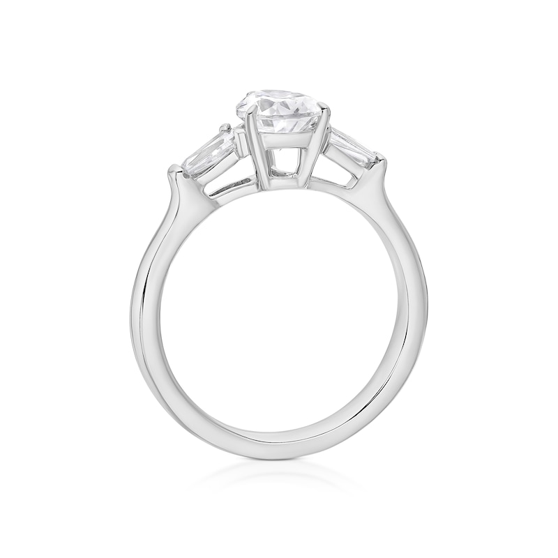 Main Image 3 of BLOOM Capri Platinum 1.28ct Lab Grown Diamond Pear & Tapered Baguette Trilogy Ring