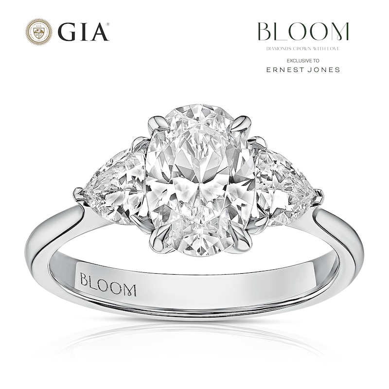 Main Image 1 of BLOOM Vienna Platinum 2ct Lab Grown Oval & Trillion Diamond Trilogy Ring