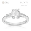 Thumbnail Image 1 of BLOOM Rome Platinum 1.28ct Lab Grown Diamond Emerald & Tapered Baguette Trilogy Ring