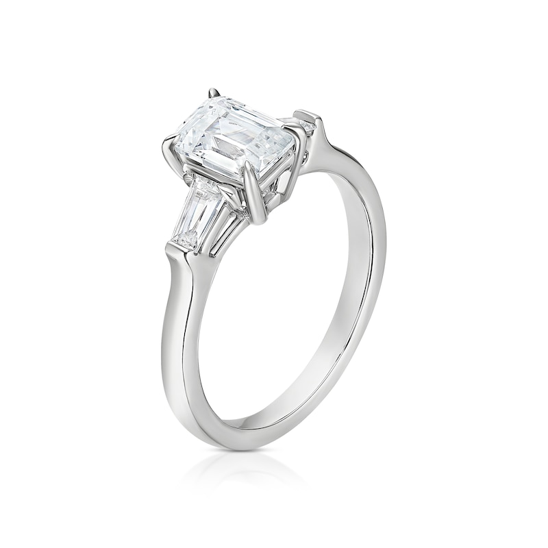 Main Image 2 of BLOOM Rome Platinum 1.28ct Lab Grown Diamond Emerald & Tapered Baguette Trilogy Ring