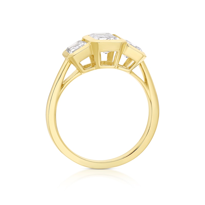 Main Image 3 of BLOOM Seville 14ct Yellow Gold Seamless 2ct Lab Grown Diamond Emerald Trilogy Ring