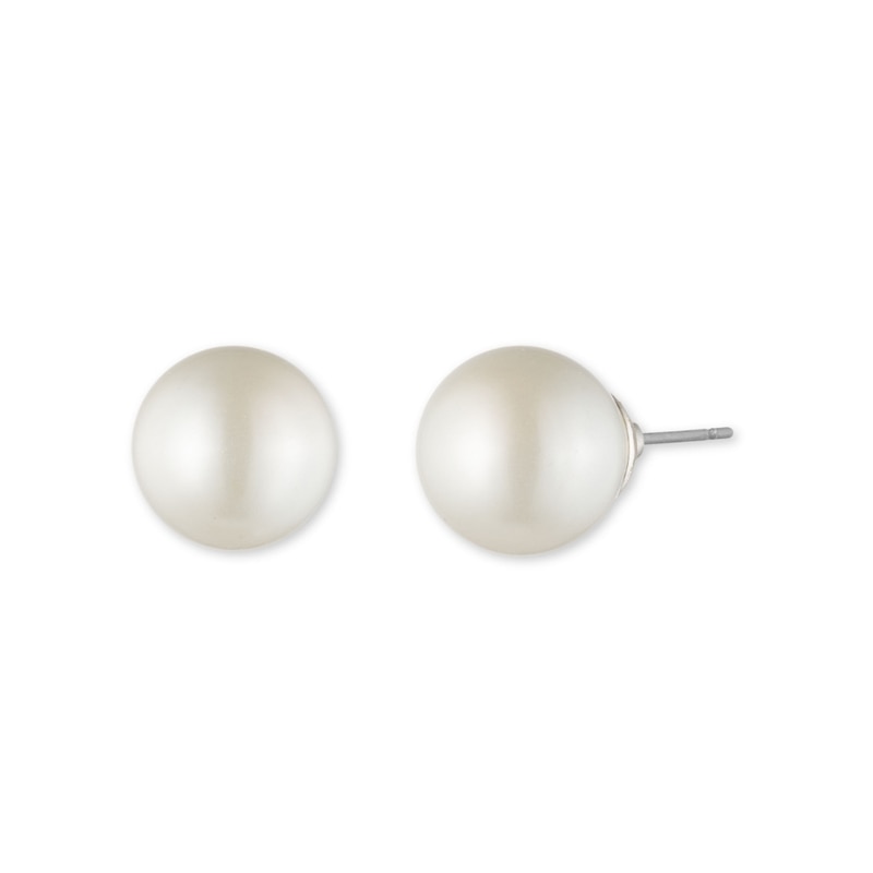 Main Image 1 of Lauren Ralph Lauren Silver Tone 8mm Faux Pearl Stud Earrings