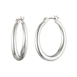 Lauren Ralph Lauren Silver Tone 30mm Gradual Hoop Earrings