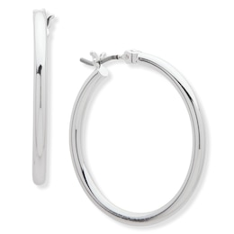 Lauren Ralph Lauren Medium Thin Silver Tone 25mm Hoop Earrings