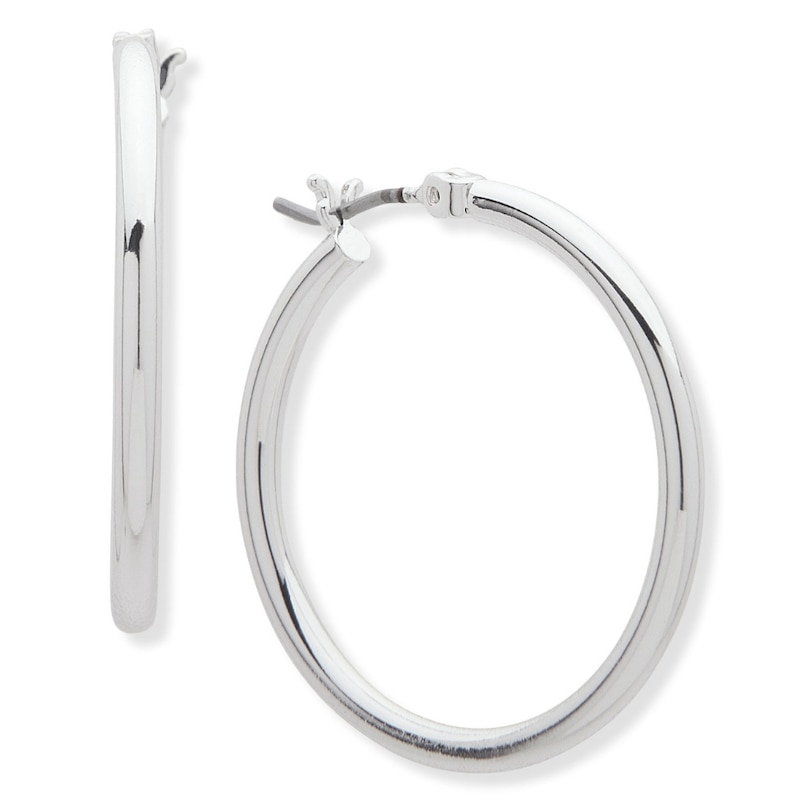 Main Image 1 of Lauren Ralph Lauren Medium Thin Silver Tone 25mm Hoop Earrings