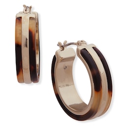 Lauren Ralph Lauren Gold Tone 20mm Tortoise Hoop Earrings