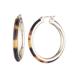 Lauren Ralph Lauren Gold Tone 45mm Tortoise Hoop Earrings