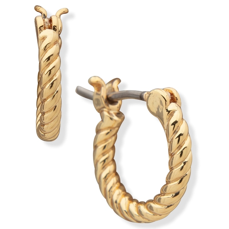 Main Image 1 of Lauren Ralph Lauren Gold Tone 18mm Rope Huggie Earrings